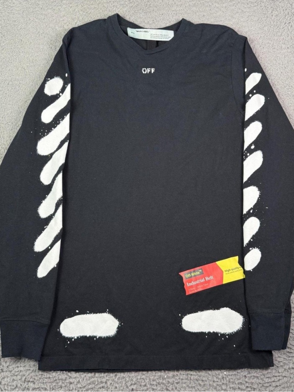 Off-White Black Long Sleeve Tee with White Diagonal Arrows